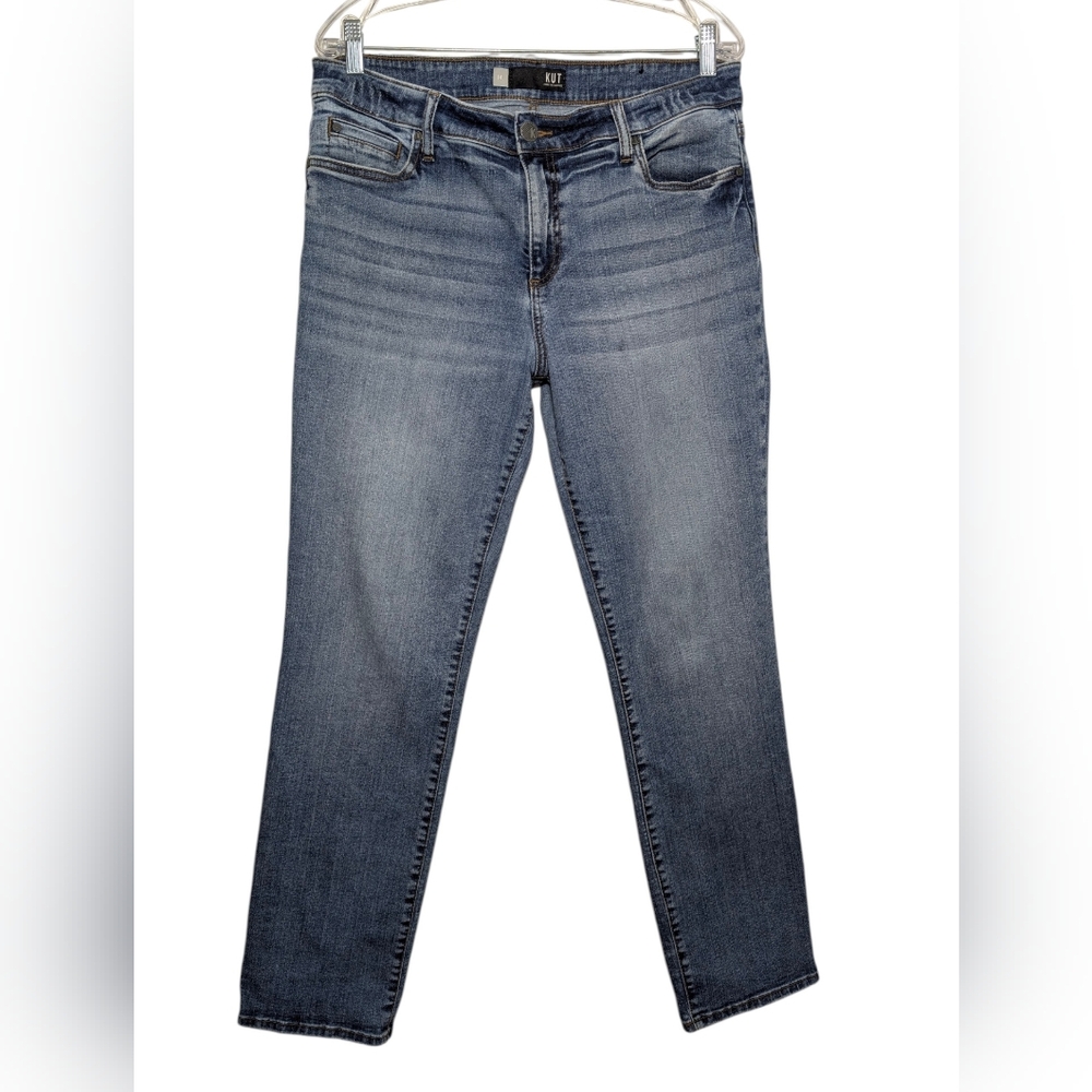 KUT Women's 14 Catherine Boyfriend Slim Straight Jeans Medium Blue Wash